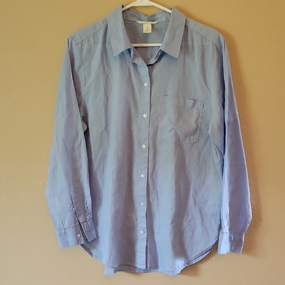 H&M Blue Button Down Shirt with Classic Collar